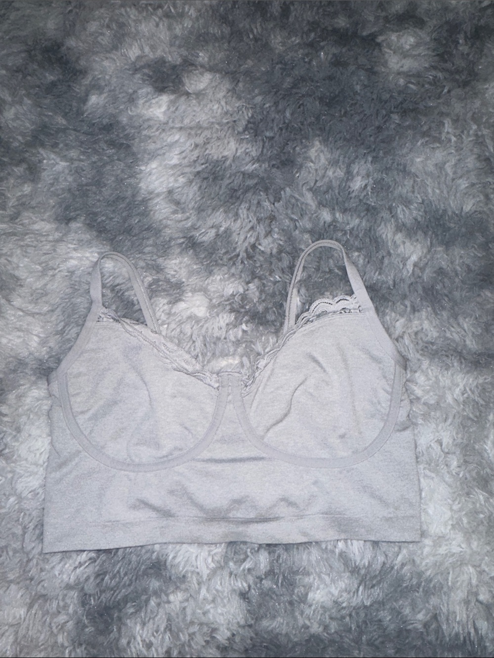 Aerie Light Gray Lace-Trim Bralette - Women Intimate Bra